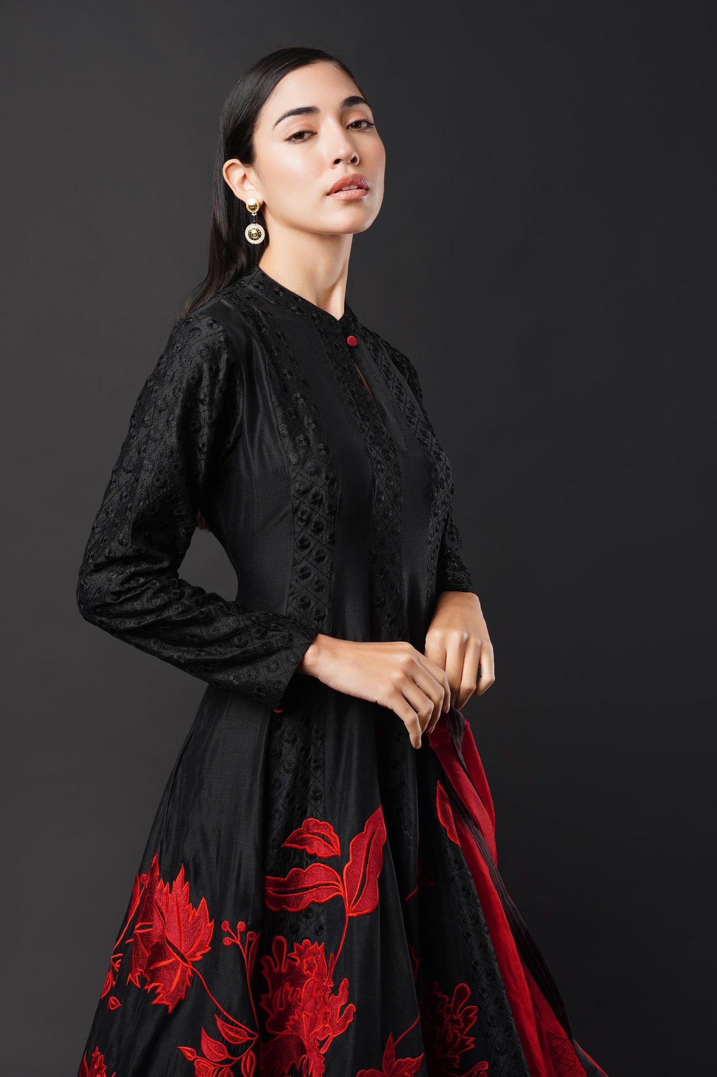 Silk Anarkali Ensemble with Intricate Embroidery