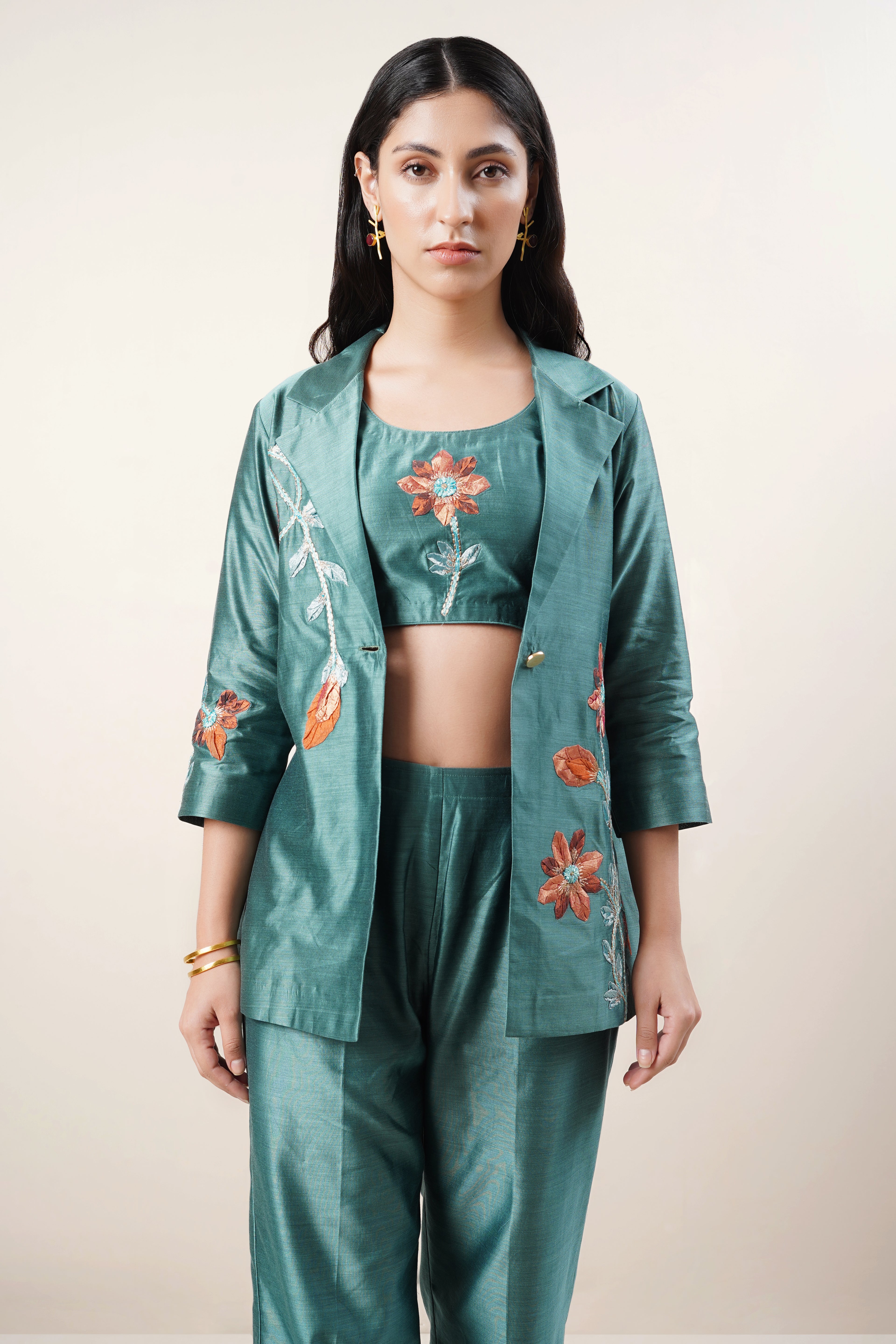 Three - piece embroidered co- ord set