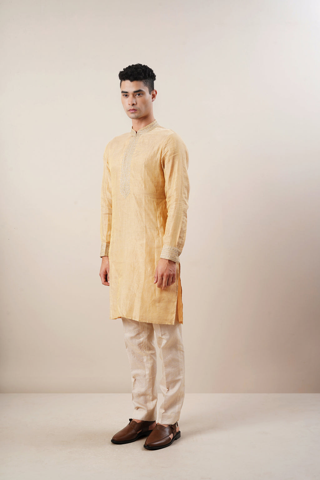 Tissue Mens Kurta Set in Chanderi