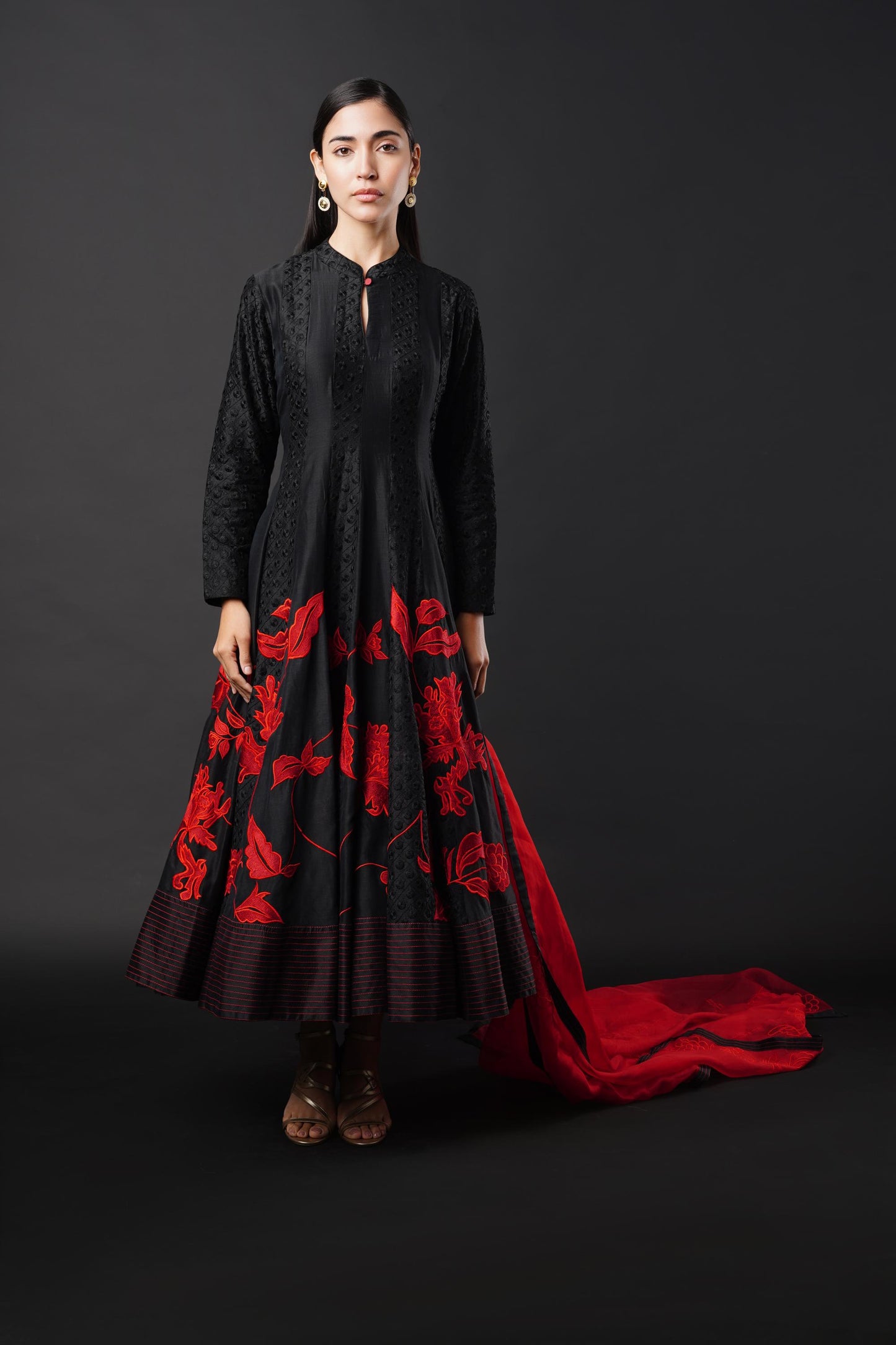 Silk Anarkali Ensemble with Intricate Embroidery