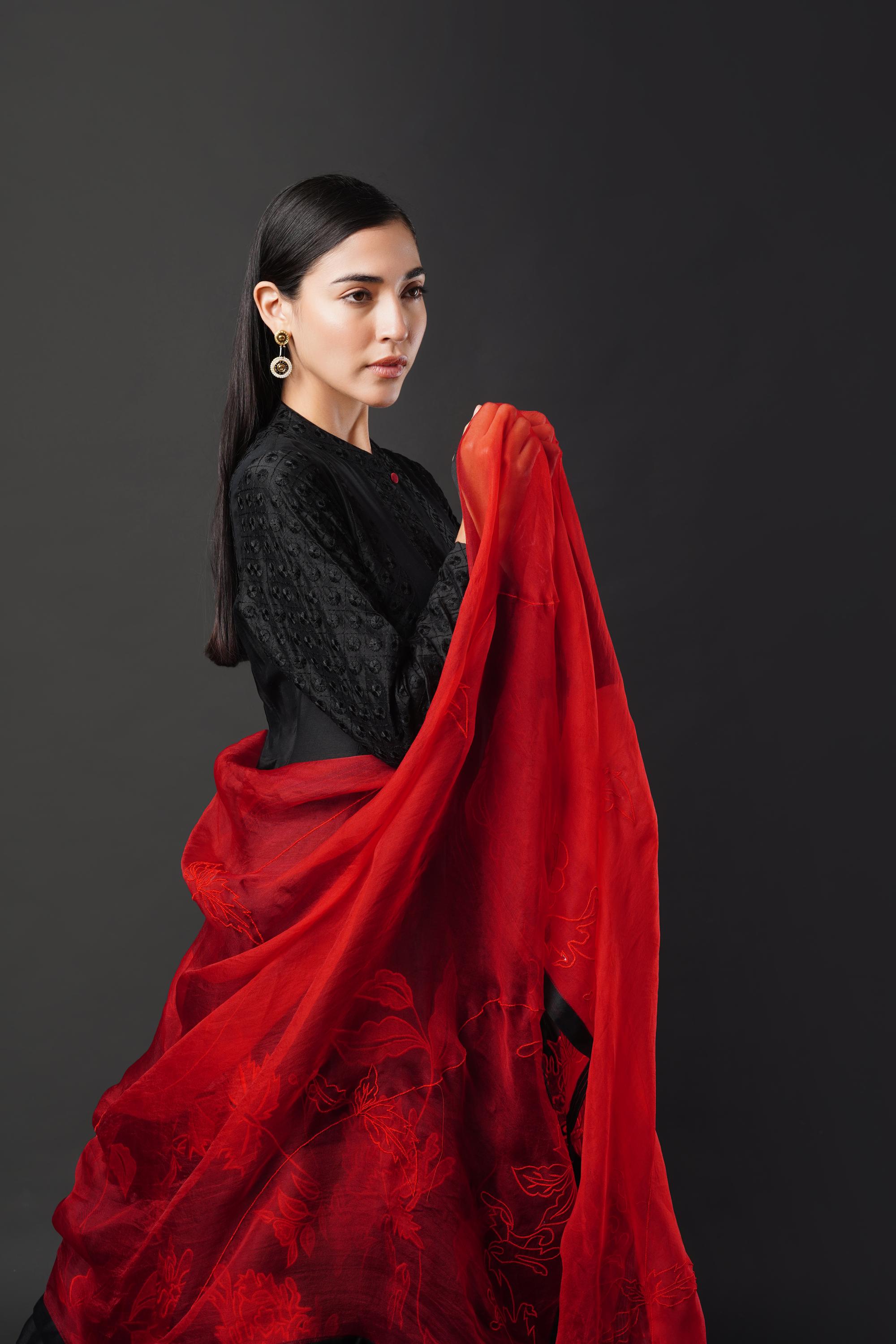 Silk Anarkali Ensemble with Intricate Embroidery