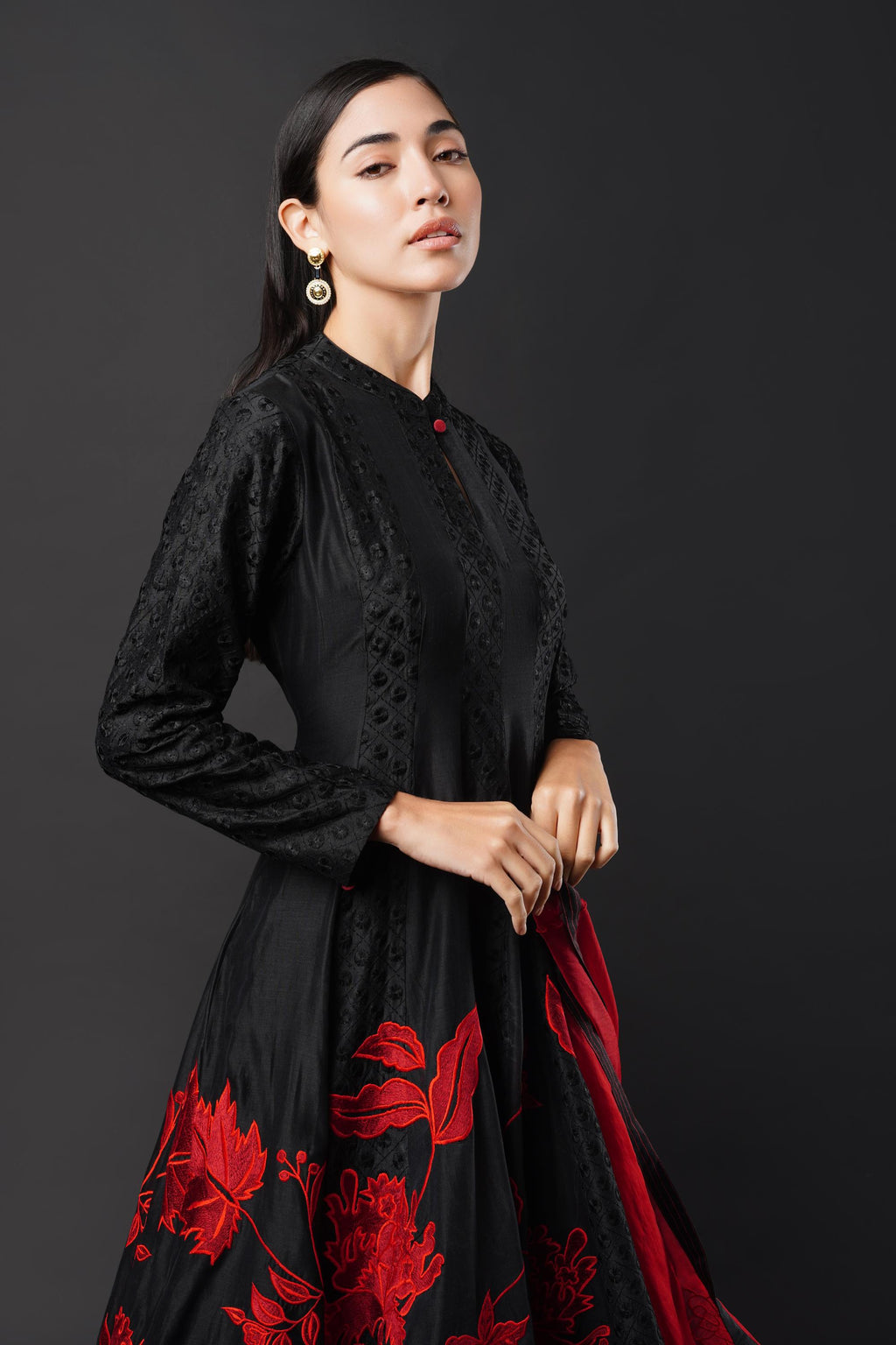 Silk Anarkali Ensemble with Intricate Embroidery