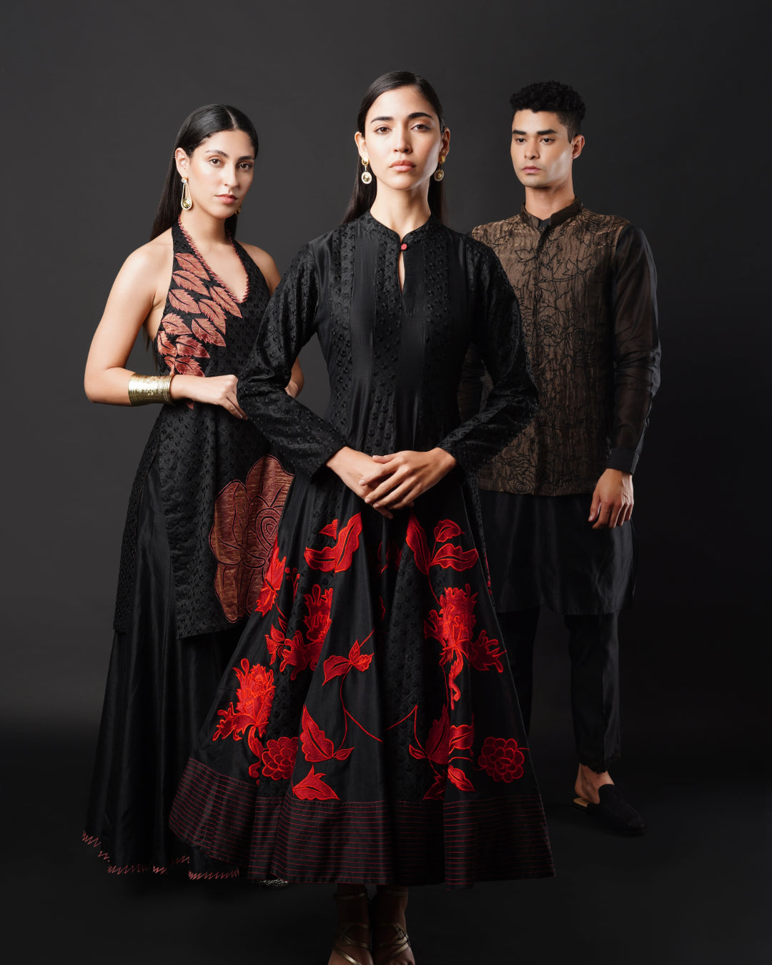 Tissue Half-Jacket Kurta Ensemble