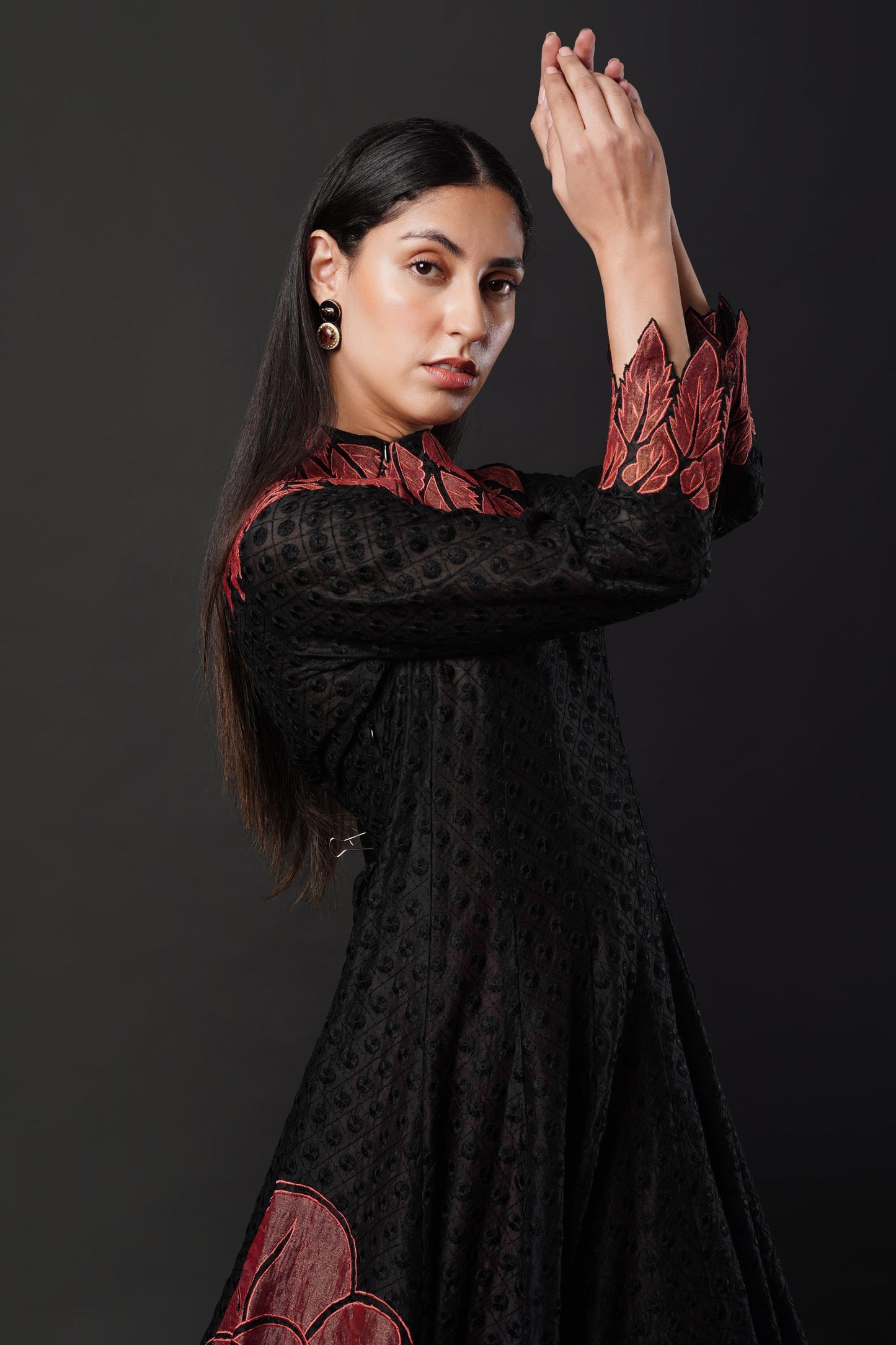 Anarkali ensemble adorned with delicate tissue patchwork & Skirt