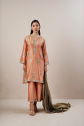 Peach organza zardosi suit set