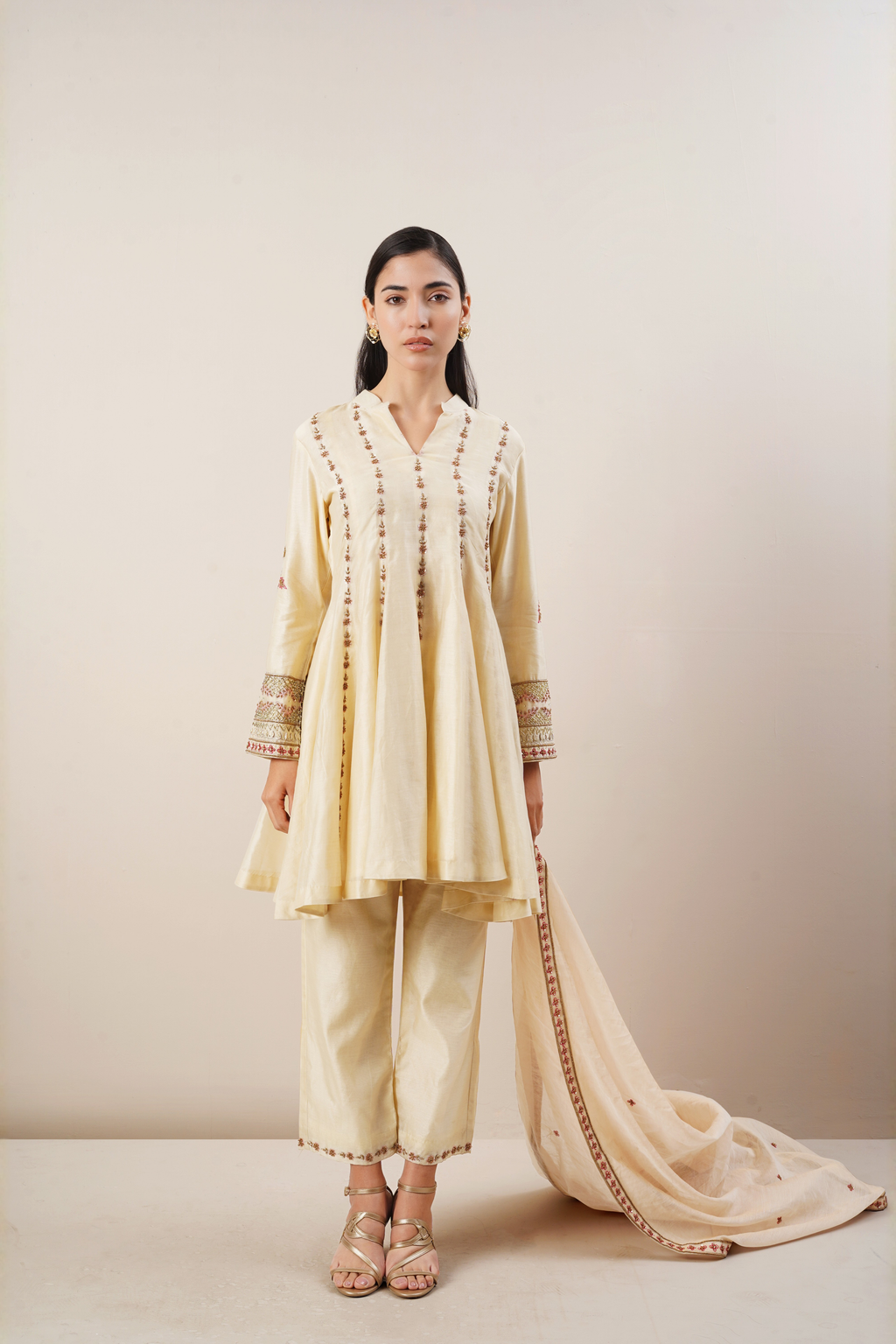 Ivory chanderi silk kurta set