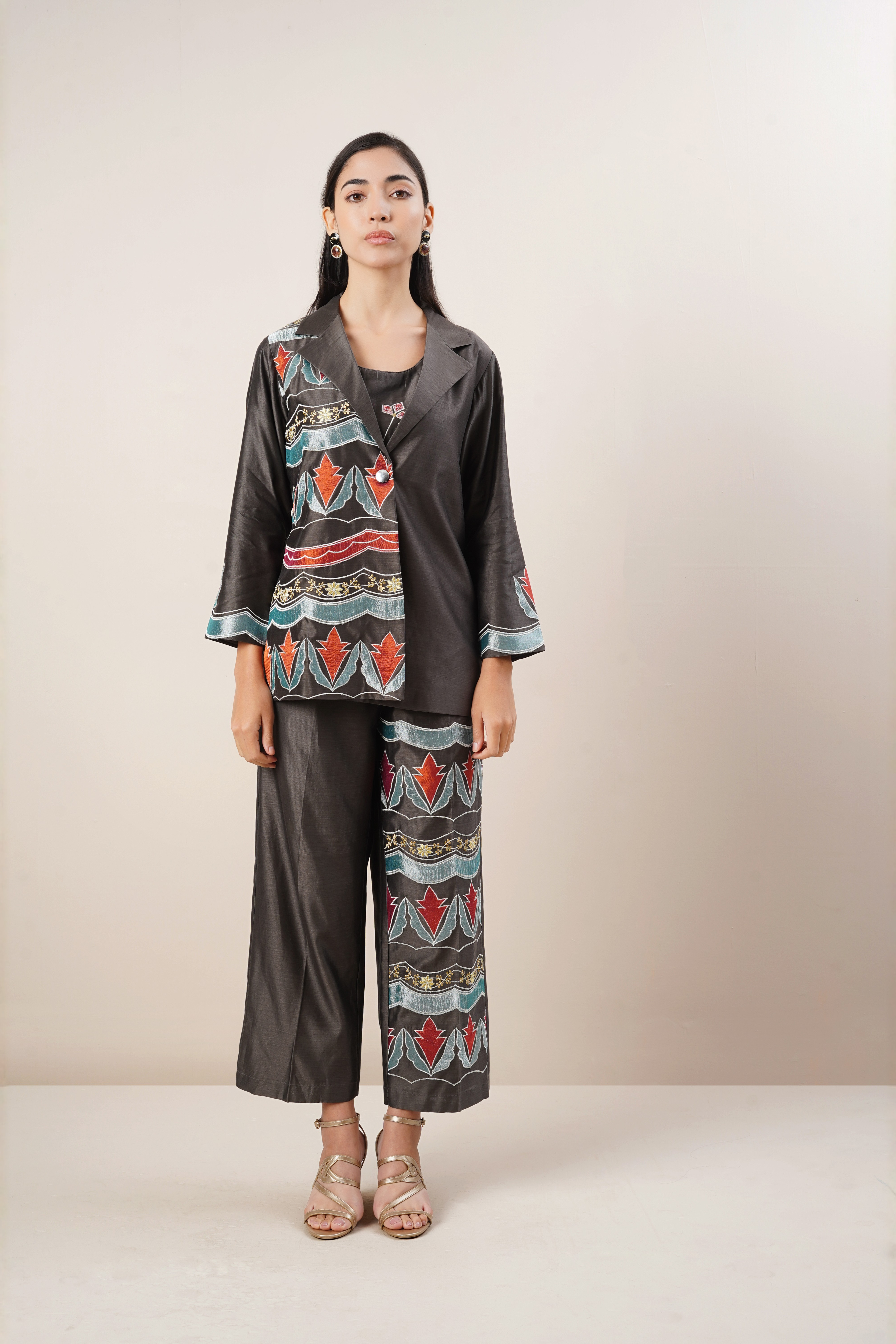 Black chanderi co- ord set