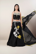 Black chanderi lengha set