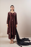 Deep plum silk kurta set
