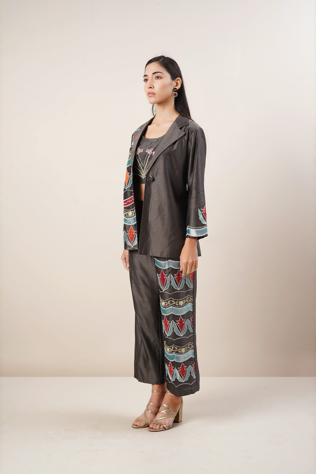Black chanderi co- ord set