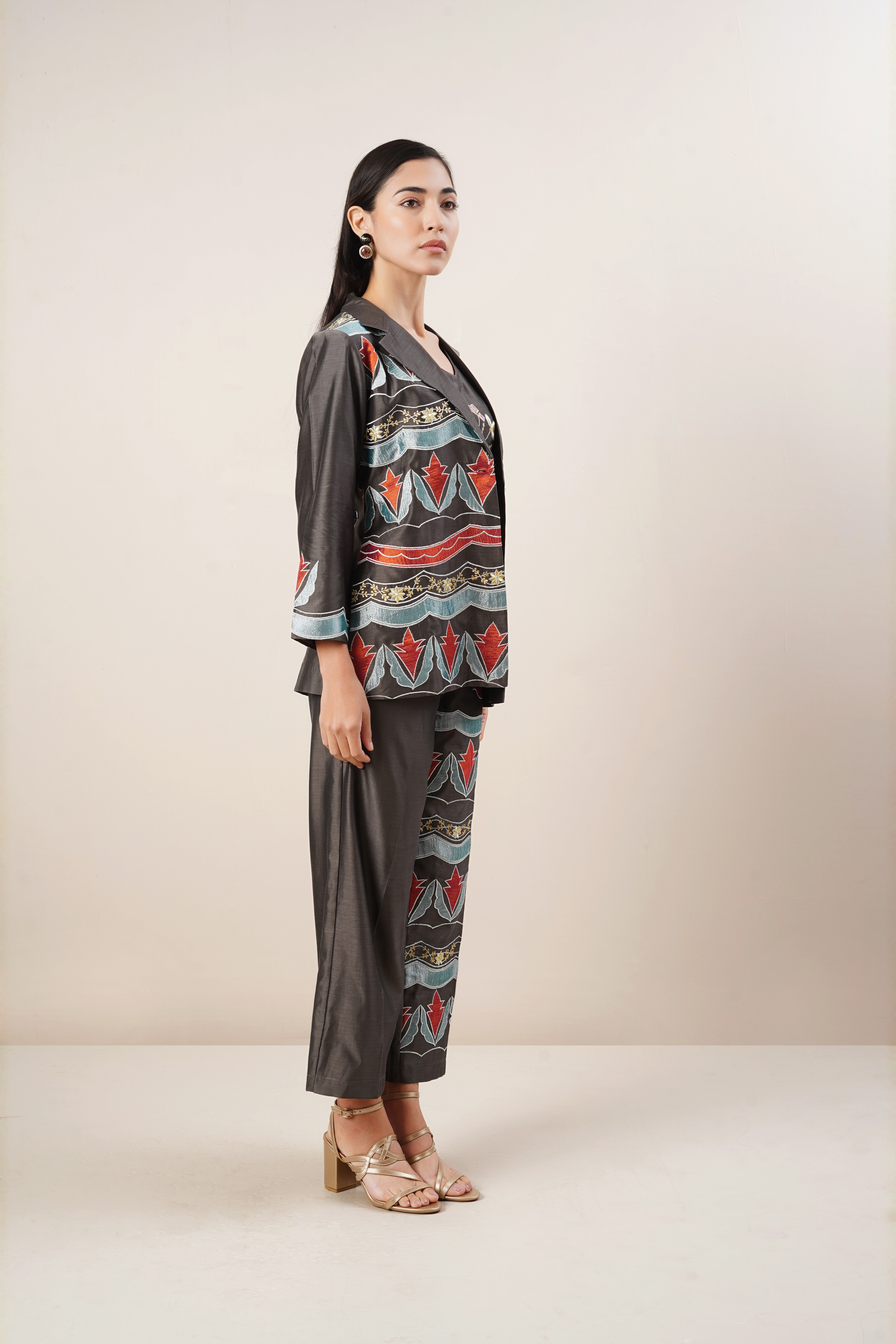 Black chanderi co- ord set