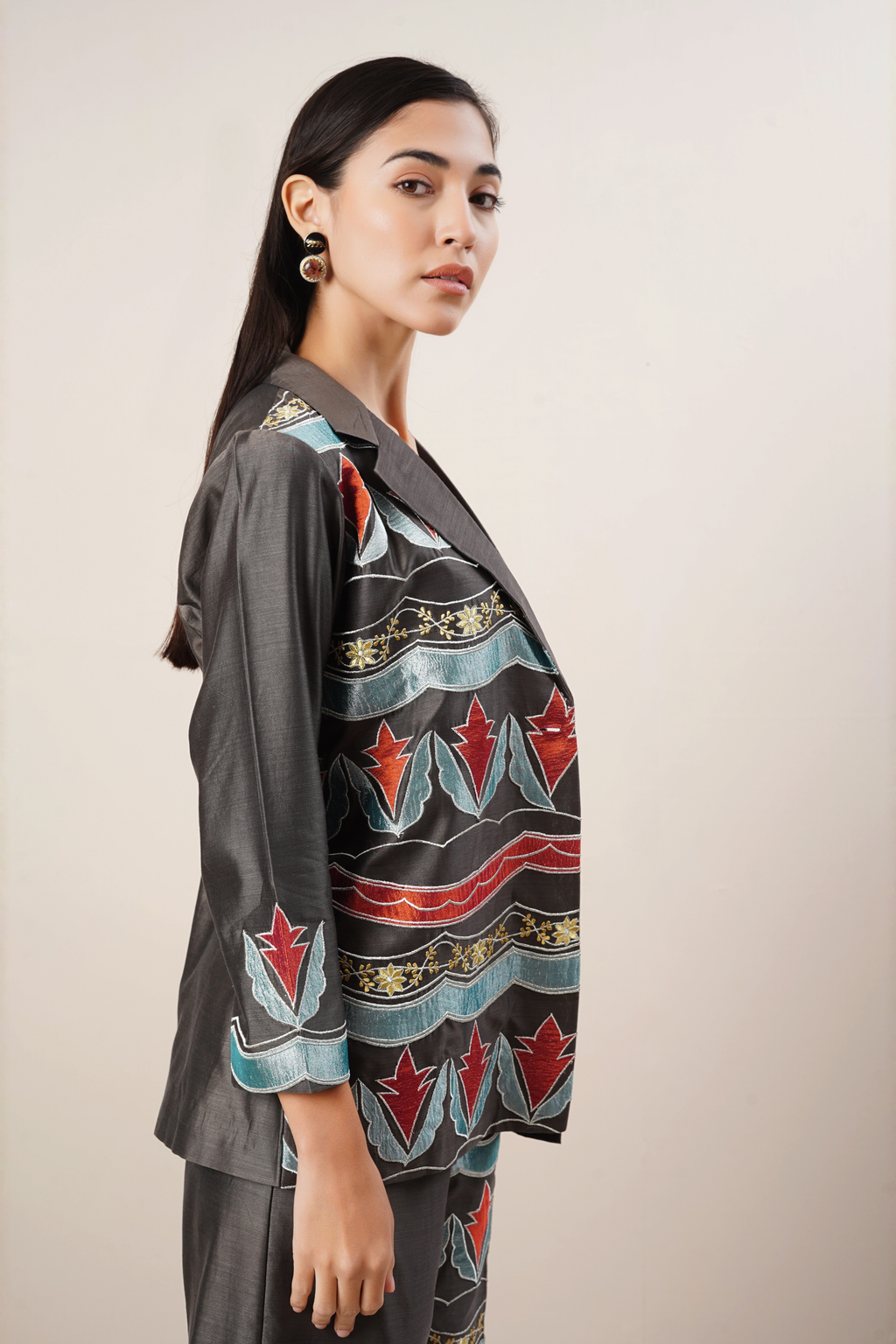 Black chanderi co- ord set