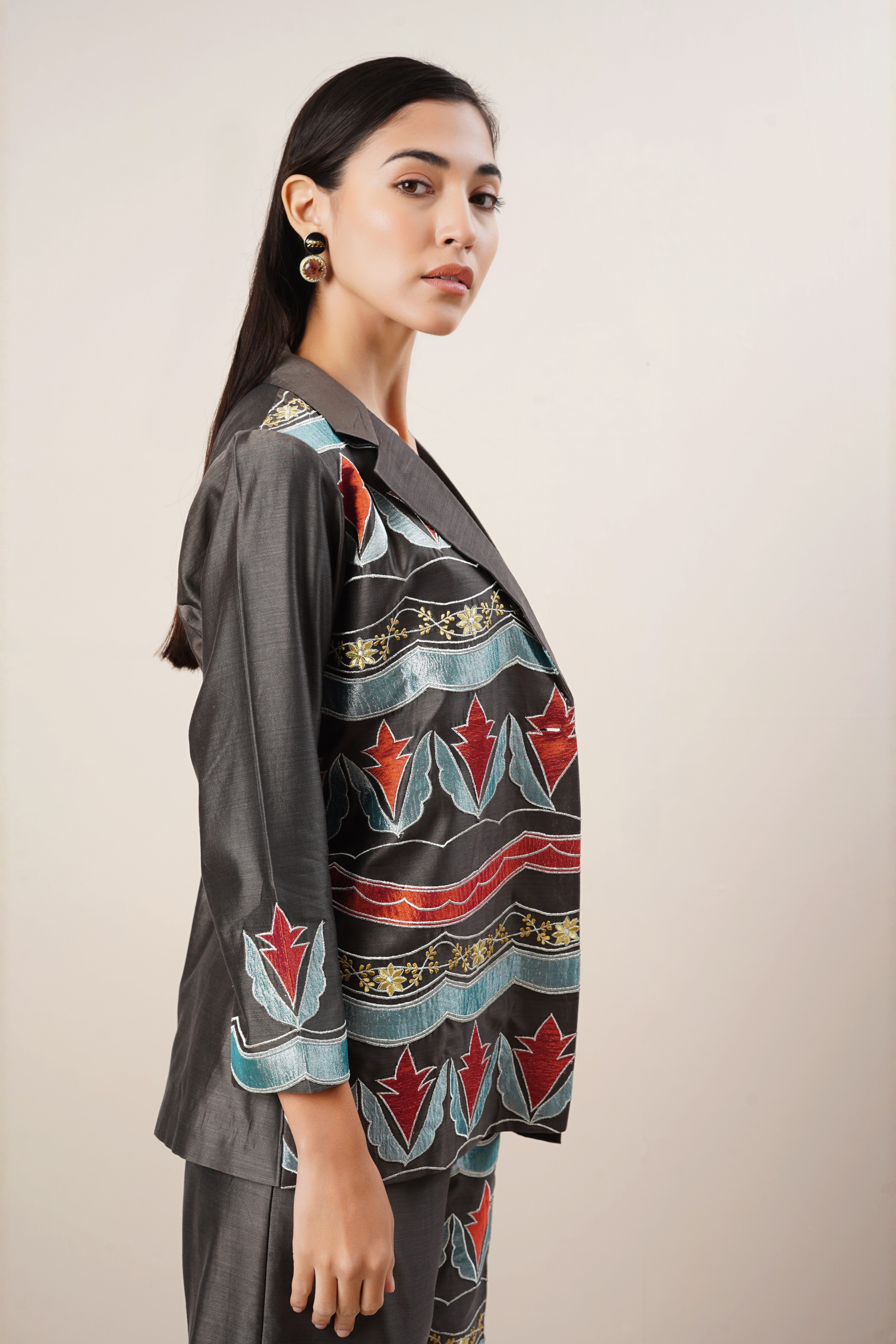 Black chanderi co- ord set