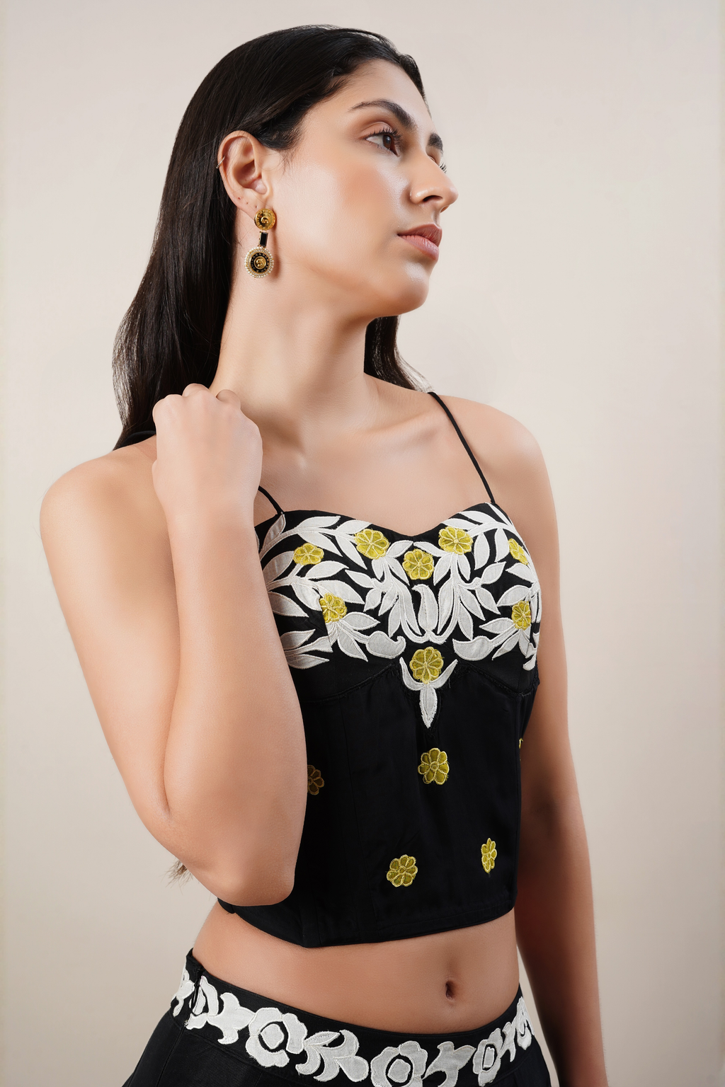 Black chanderi lengha set