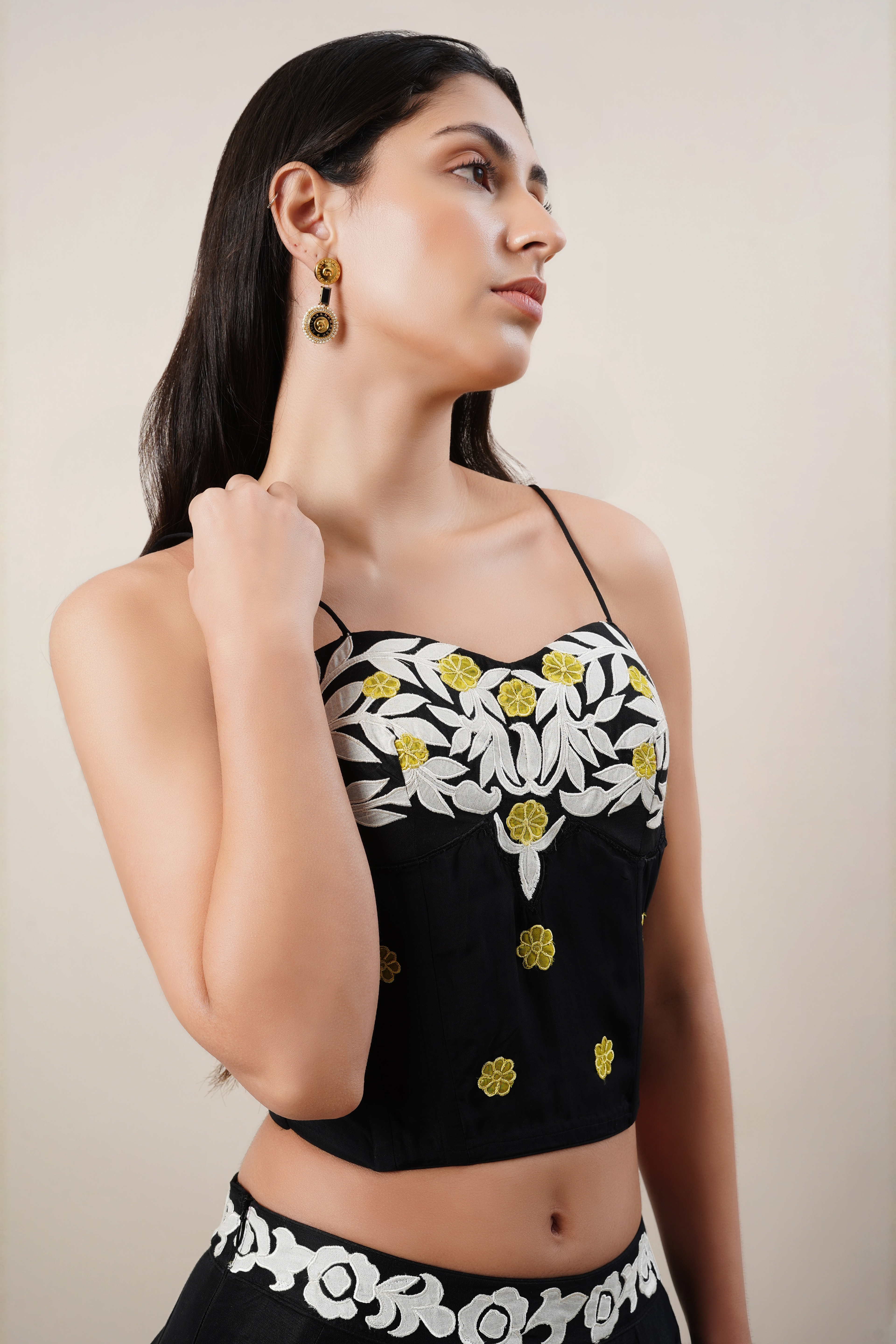 Black chanderi lengha set