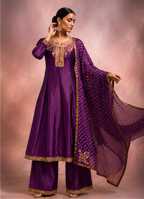 Aabha — Chanderi Silk Bandhini Suit