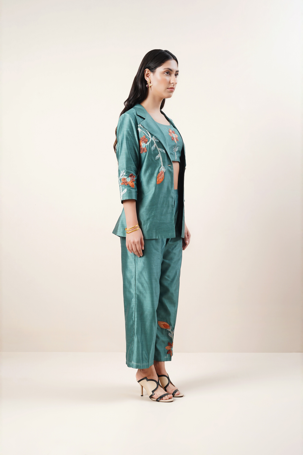 Three - piece embroidered co- ord set