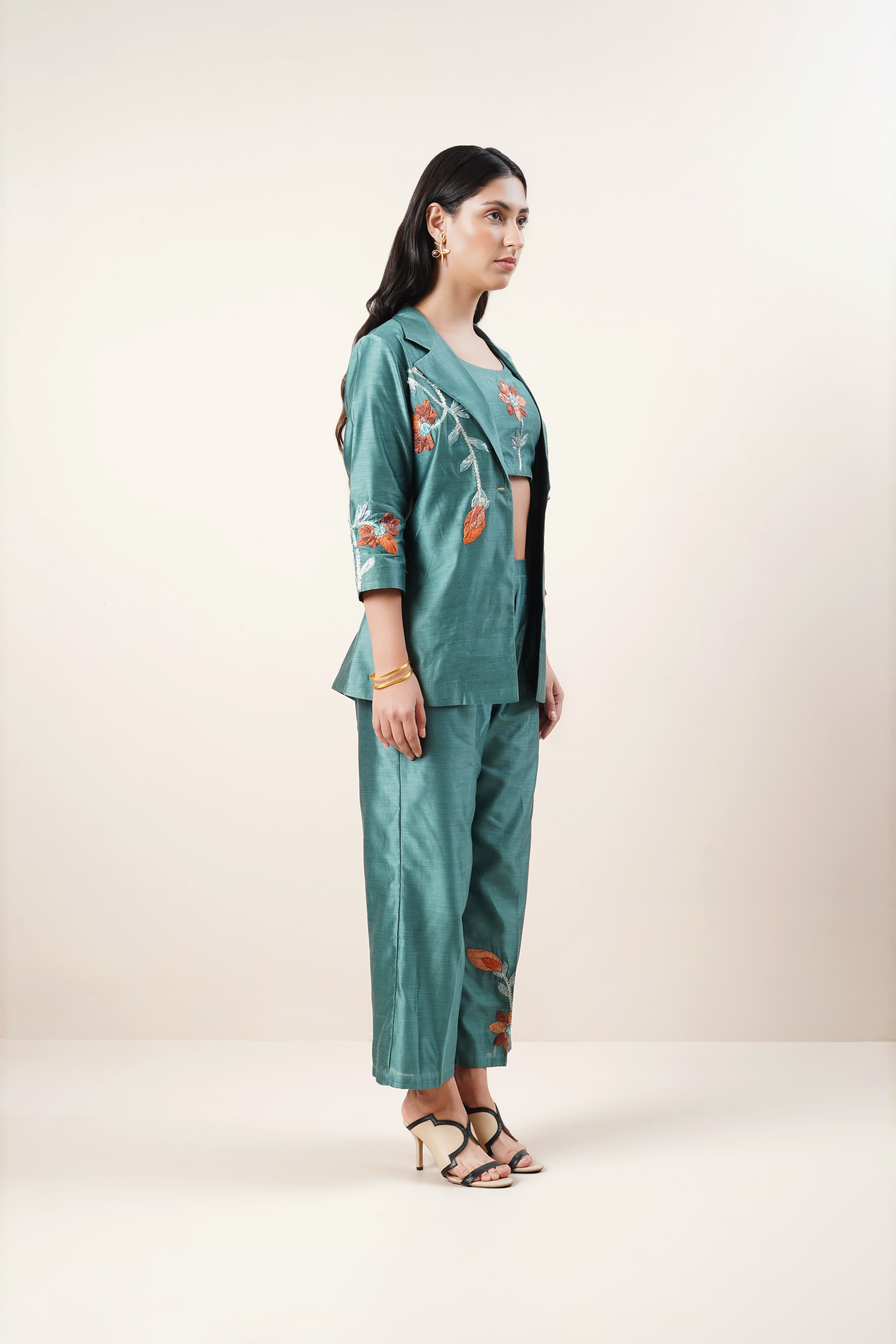 Three - piece embroidered co- ord set