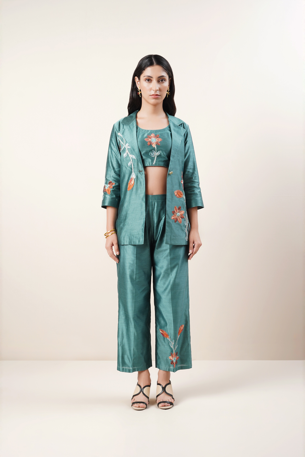 Three - piece embroidered co- ord set
