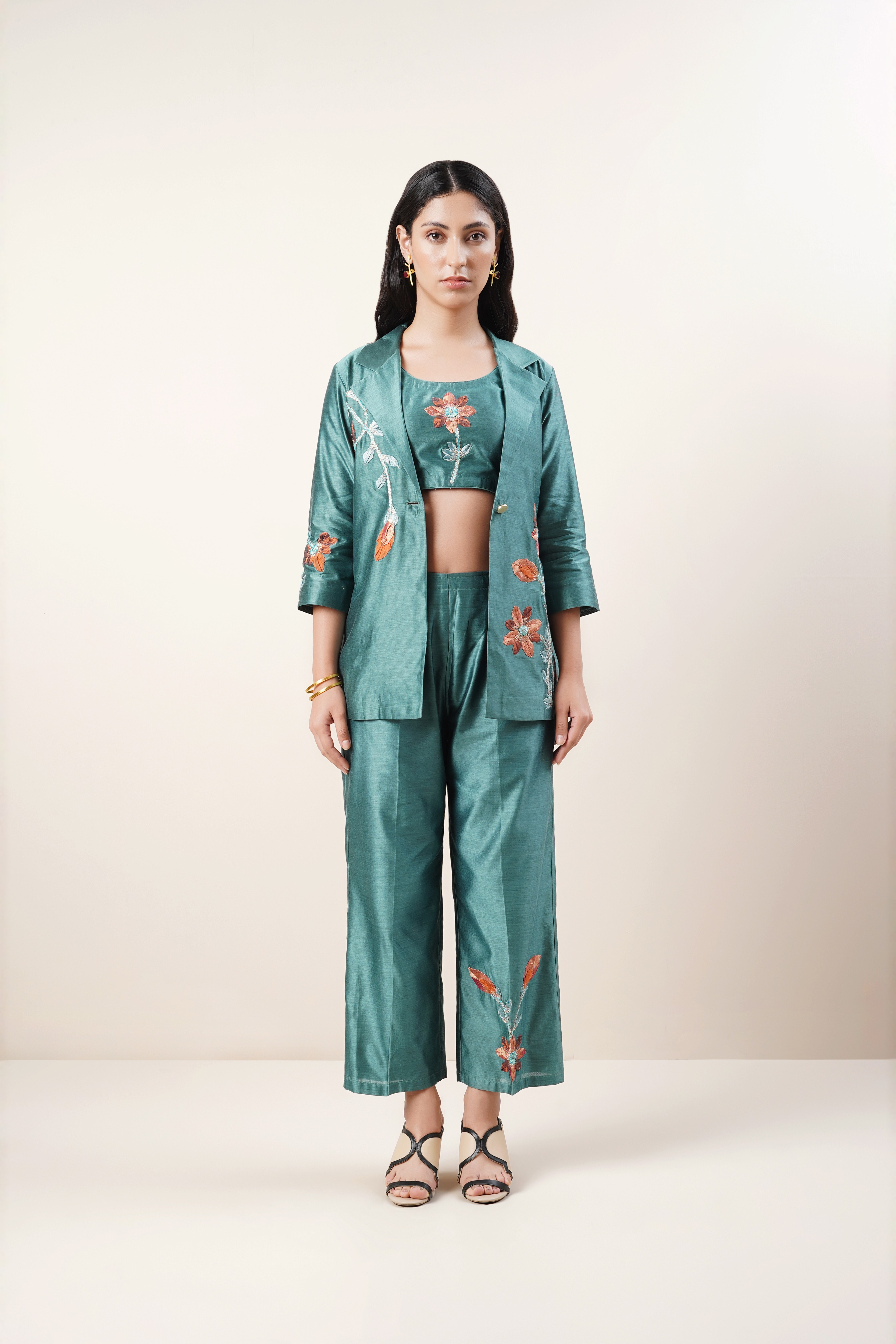 Three - piece embroidered co- ord set