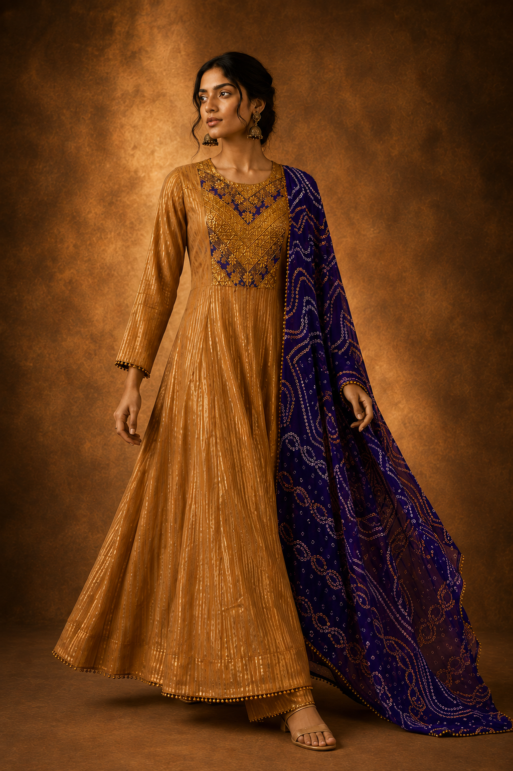 Zariyaan- Anarkali Set with Bandhini Dupatta