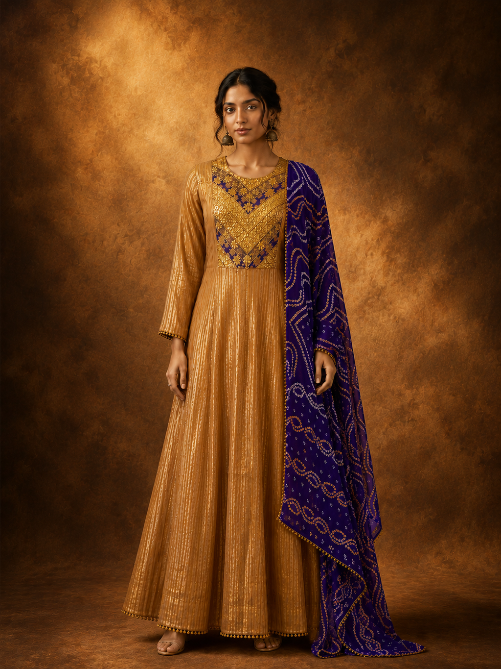 Zariyaan- Anarkali Set with Bandhini Dupatta
